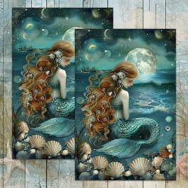 DE SEDA PAPEL DECOUPAGE SEREIA AO LUAR