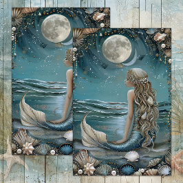 DE SEDA PAPEL DECOUPAGE SEREIA AO LUAR