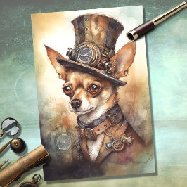 De Seda Papel Decoupage Steampunk Chihuahua 2