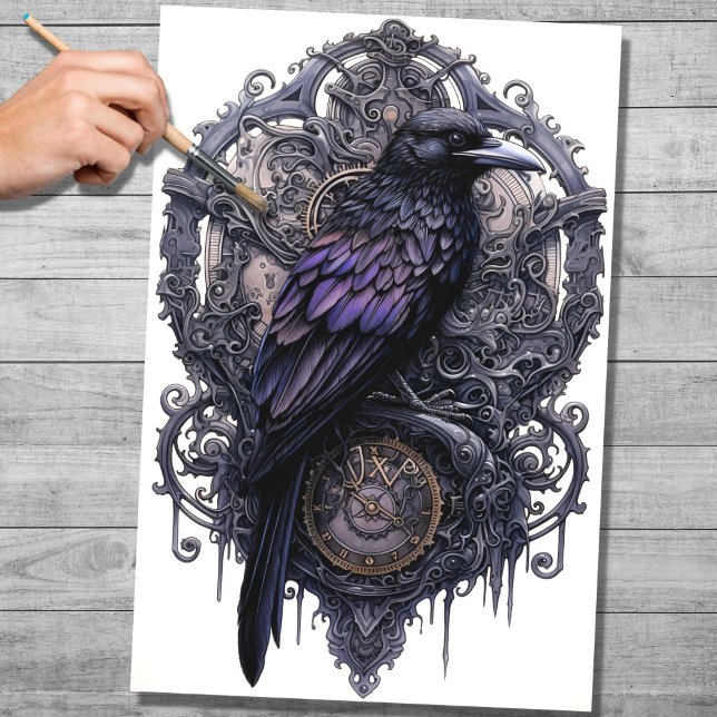 De Seda Papel Decoupage Steampunk Raven 2 (Criador carregado)