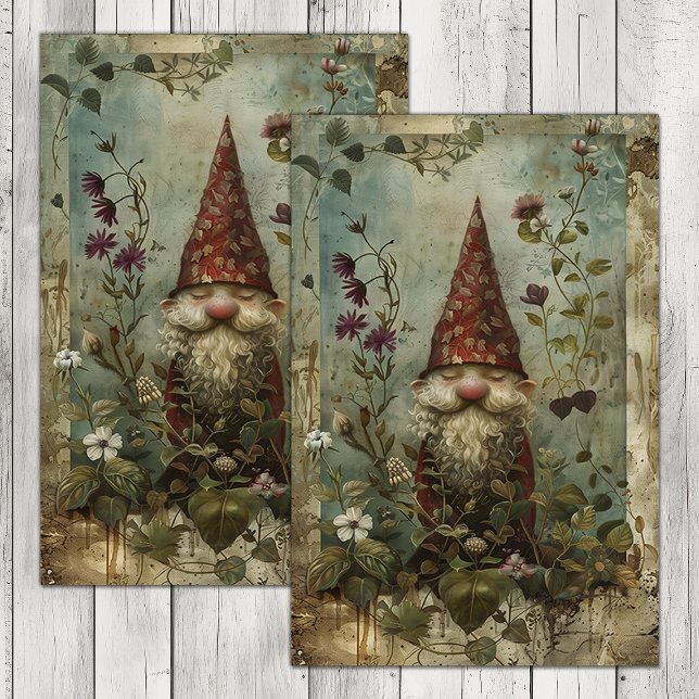 DE SEDA PAPEL DECOUPAGEM GNOMO DA FLORESTA PEQUENA (LITTLE FOREST GNOME DECOUPAGE TISSUE PAPER)
