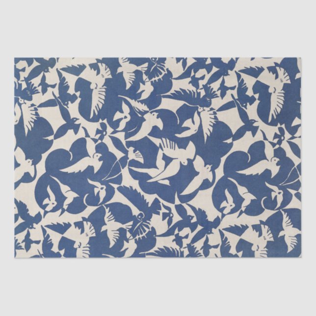 DE SEDA PAPEL DOS TECIDOS: PIGENS EM BRANCO + AZUL : 1928 (Frente )