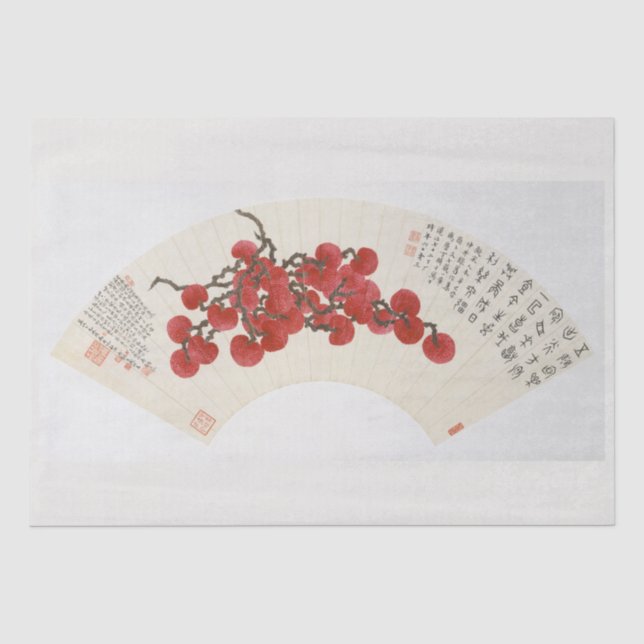 DE SEDA PAPEL DOS TECIDOS: PINTURA CHINESA: LYCHÉES (Frente )