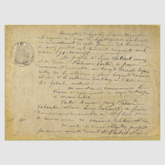 De Seda Papel Dourado Tecido para Decoupage do Script Anti (Frente )