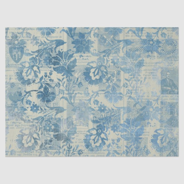 De Seda Papel Efêmero Série Azul Design 13 (Frente )