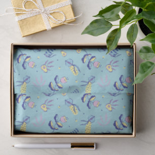 De Seda Papel Floral Aquático com Padrão