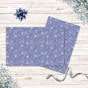 De Seda Papel Floral Azul e Branco inspirado na Vintage