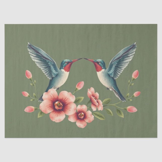 De Seda Papel Floral Beija-flor  (Frente )