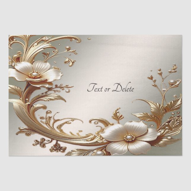 De Seda Papel Floral Dourado (Frente )