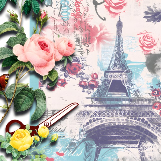De Seda Papel Floral em Torre Paris Eiffel (Criador carregado)