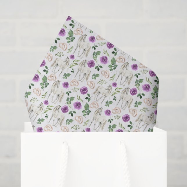 De Seda Papel Floral Equestre Rústico Roxo Tissue (Sacola de presentes)
