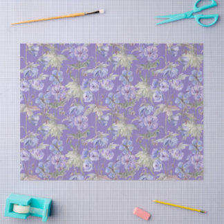 De Seda Papel Floral Lavanda Aquarela
