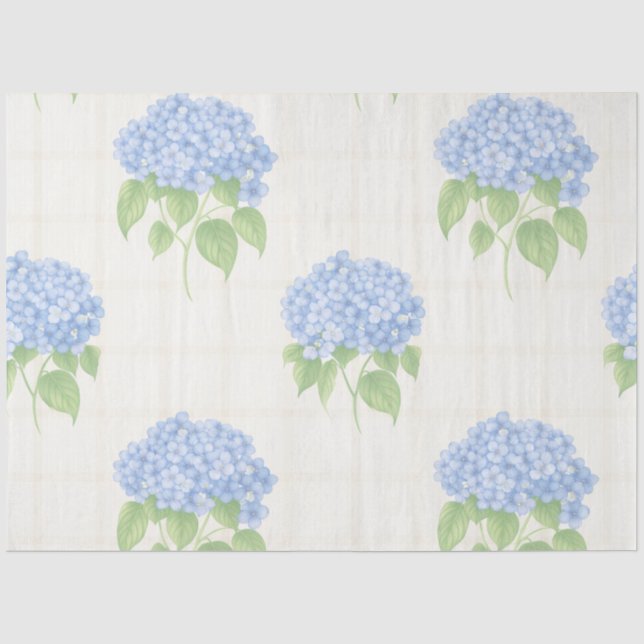 De Seda Papel Floral Luxuoso para Flores Hydrangea | Azul  (Frente )