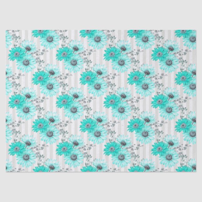 De Seda Papel Higiênico Design Série Floral Turquesa 4 (Frente )