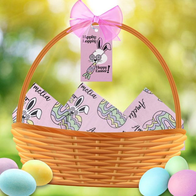 De Seda Papel Higiênico Personalizado Páscoa Retro Groovy (Listing is for tissue paper the gift tags are sold separately in this collection )