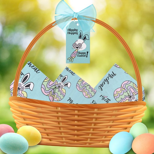 De Seda Papel Higiênico Personalizado Páscoa Retro Groovy (Listing is for the tissue paper lining the basket the gift tag is sold separately in this Collection)