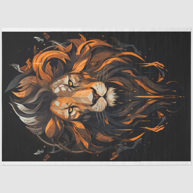 De Seda Papel no Tecido do Retrato Lion (Frente )