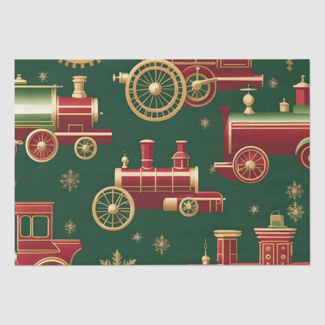 De Seda papel para tecidos da locomotiva do christmas stea (Frente )