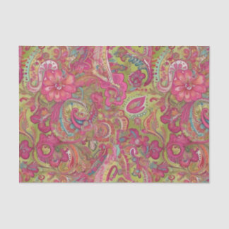 De Seda Papel para tecidos retro-verde limão e paisley ros