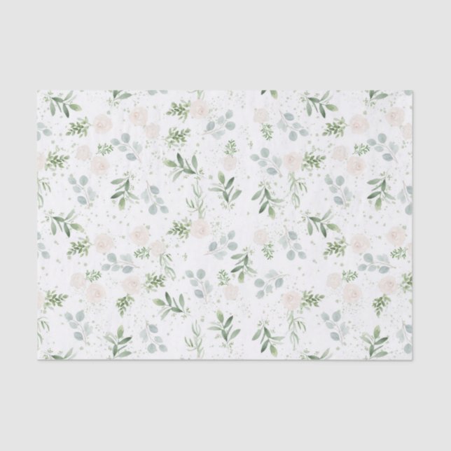 De Seda Papel para tecidos verdes e brancos (Frente )