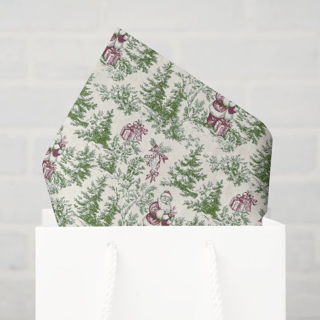 De Seda Papel Santa do Natal Vermelho e Verde (Sacola de presentes)