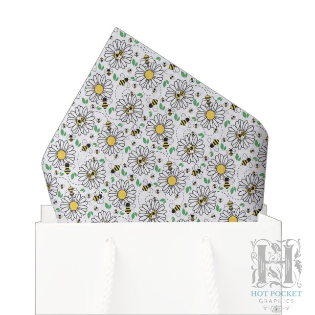 De Seda Papel Tecido Abelhas e Margaridas (Criador carregado)