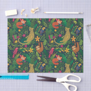 De Seda Papel Tecido Animais da Floresta Tropical Desenhad
