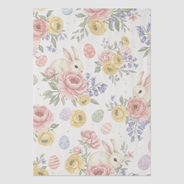 De Seda Papel Tecido Aquarela Coelho da Páscoa Caprichoso (Frente )
