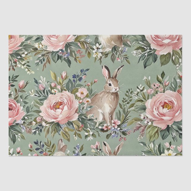 De Seda Papel Tecido Aquarela Coelho Páscoa Caprichoso (Frente )