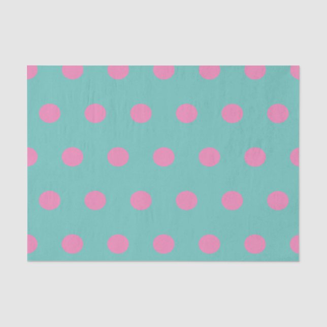 De Seda Papel Tecido bolinhas (Aqua e Rosa) (Frente )