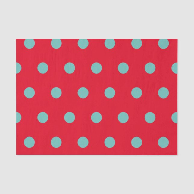 De Seda Papel Tecido bolinhas (Vermelho e Aqua) (Frente )