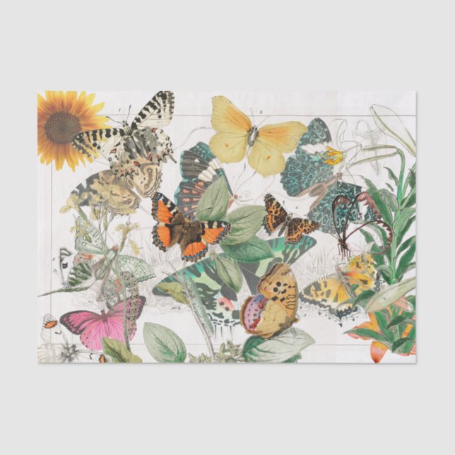 De Seda Papel Tecido Borboleta Girassol (Frente )