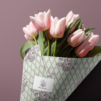 De Seda Papel Tecido Cesta Floral Menta