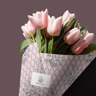 De Seda Papel Tecido com Cesta Floral Vintage