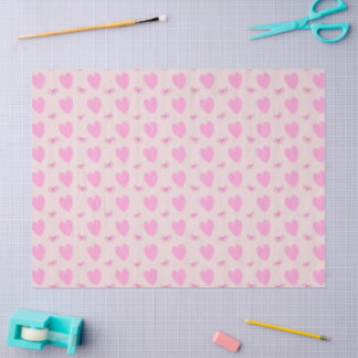 De Seda Papel Tecido com Coraçãozinho Rosa e Laços Fofos