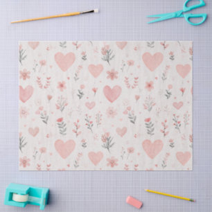 De Seda Papel Tecido com Estampa Floral Cor-de-Rosa em Cor