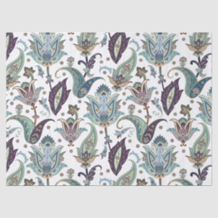 De Seda Papel Tecido com Flores Azuis Paisley