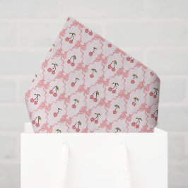 De Seda Papel Tecido com Laço Rosa e Cerejas, Cerejas Deco