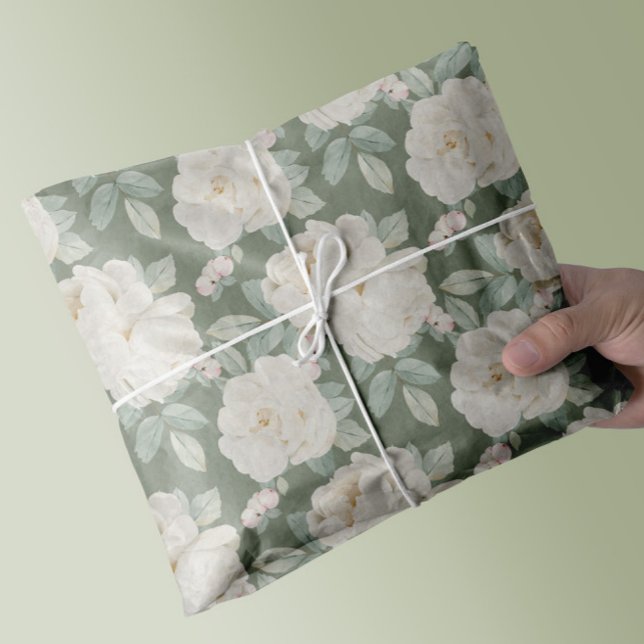 De Seda Papel Tecido com Padrão Floral em Aquarela (elegant vintage watercolor floral blossoms gift wrapping tissue)