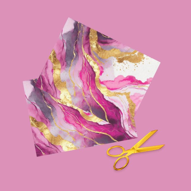 De Seda Papel Tecido com Redemoinhos Metálicos Rosa, Doura (Criador carregado)