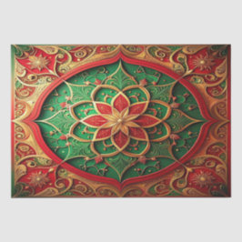 De Seda Papel Tecido Decorativo Vermelho Verde para Feriad