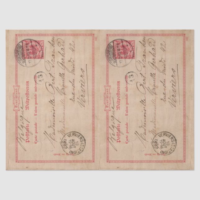 De Seda Papel Tecido Decoupage - Cartão Postal Alemão Anti (Frente )