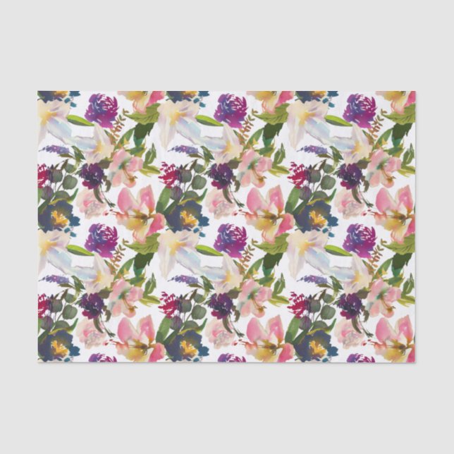 De Seda Papel Tecido Decoupage Floral Lírios Rosa (Frente )
