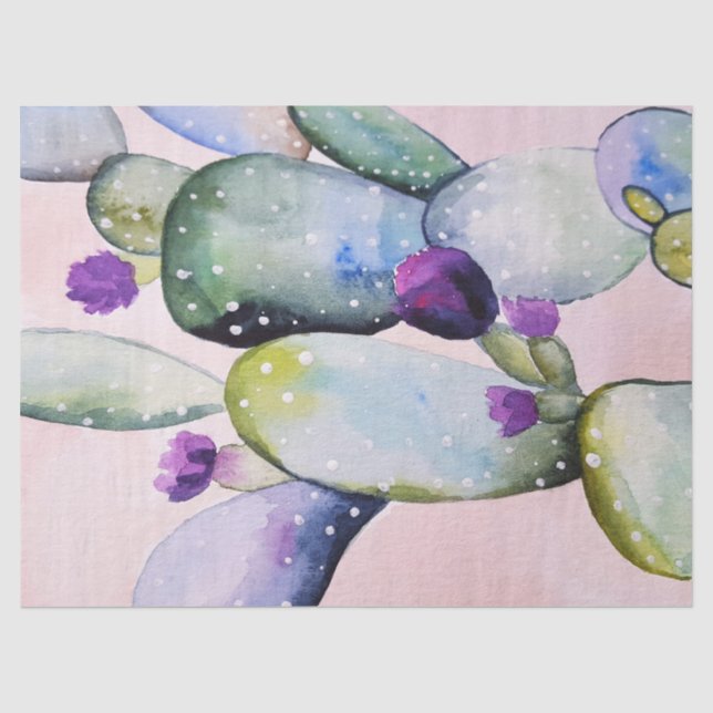 De Seda Papel Tecido Deserto Cactus Watercolor Decoupage (Frente )