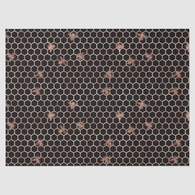 De Seda Papel Tecido Design Série Abelha Dourada Rosa (Frente )