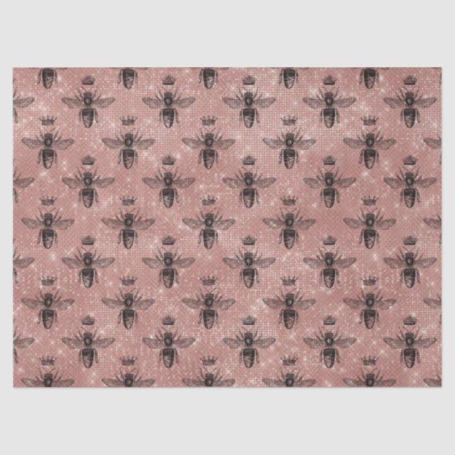 De Seda Papel Tecido Design Série Abelha Dourada Rosa (Frente )