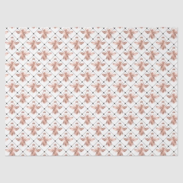 De Seda Papel Tecido Design Série Abelha Dourada Rosa 4 (Frente )