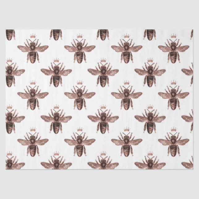 De Seda Papel Tecido Design Série Abelha Dourada Rosa 6 (Frente )