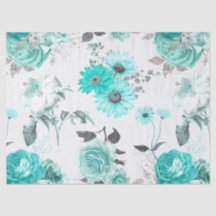 Papel Tecido Design Série Floral Turquesa 11