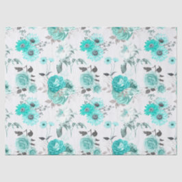 De Seda Papel Tecido Design Série Floral Turquesa 9
